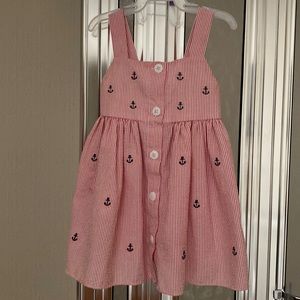 Nautical, red, White and blue anchor dress with matching panties for 18M girl